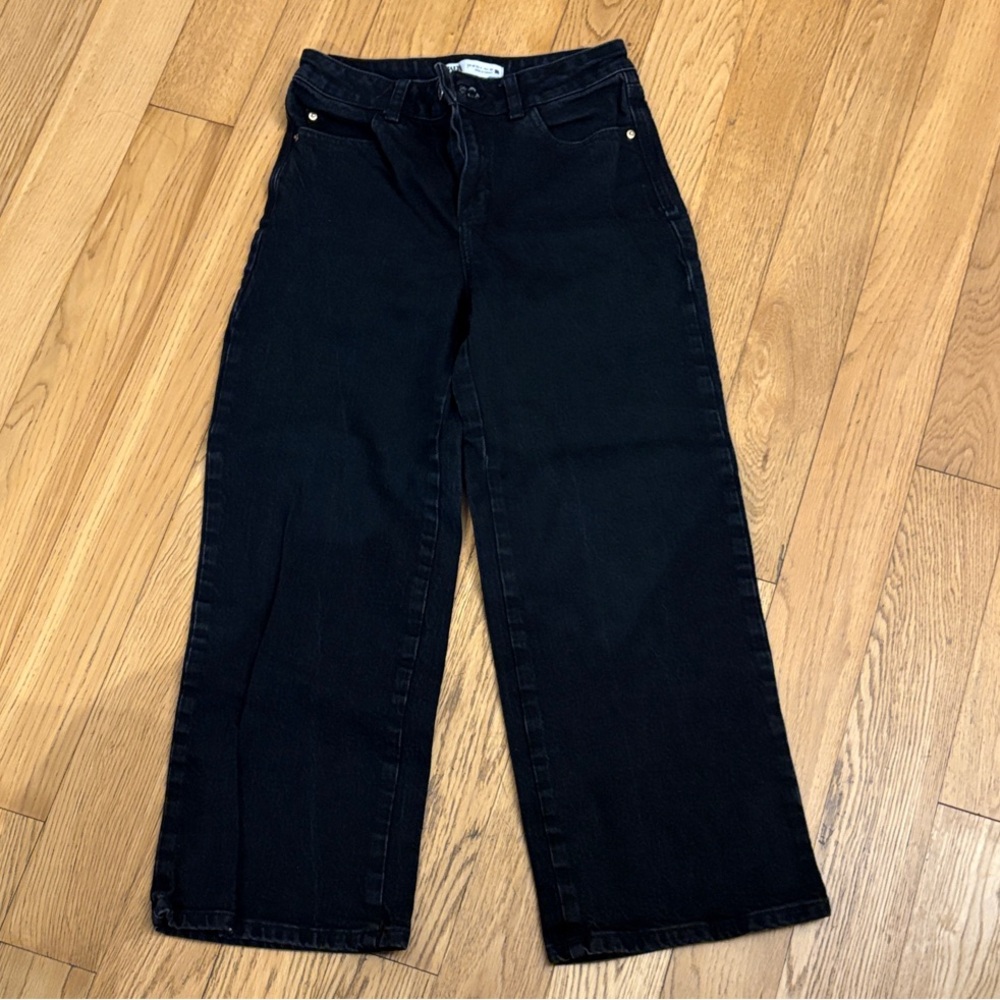 Zara Black Flare Wide-Leg Jeans
